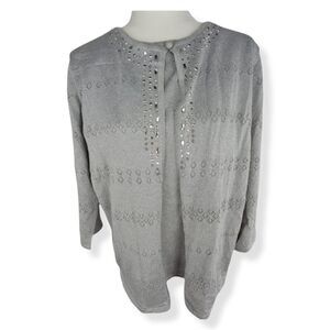 Alfred Dunner Silver Layered Sweater  Medium NWT